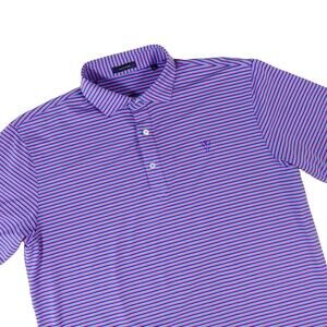 Turtleson Performance Stretch Trident Golf Club Striped Polo Shirt Large